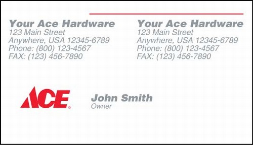 Ace Hardware Business Cards ~ 1 Store Format || Docuprint Forms & Signs